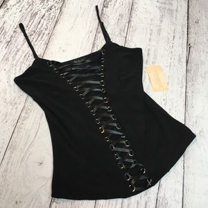 Forever 21 Twenty One Black Lace up tank top tee S